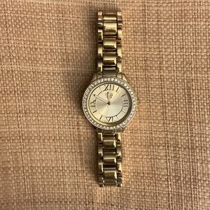Premier Designs Gold Watch with Crystal Bezel